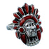 Red Oyster Shell Silver Chief Head Ring Size 8-1/2 Jewelry NS42774